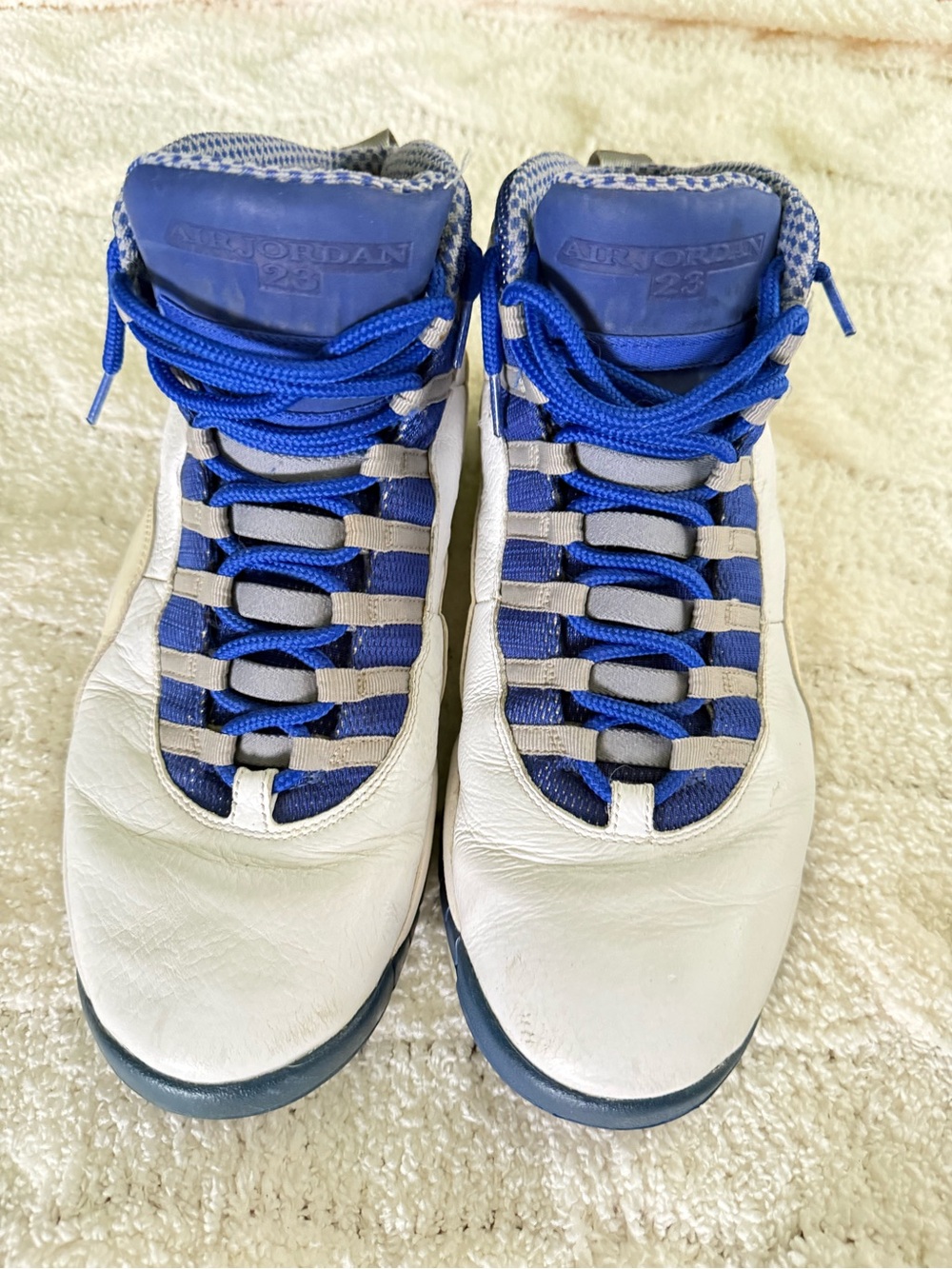 Jordan Men’s White and Royal Blue High-Top Sneakers